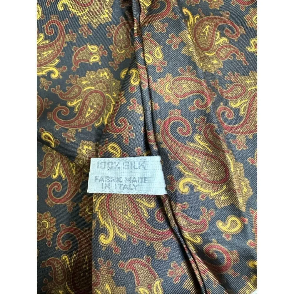 Symphony Scarf 100% Italian silk brown burgundy paisley print 53” x 9”. #33-1261